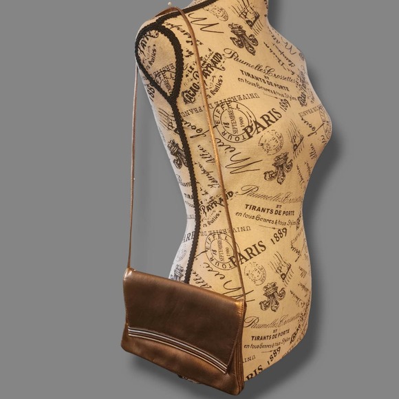 Vtg Morris Moskowitz Metallic Gold Leather Clutch Purse 70s disco - Picture 2 of 9